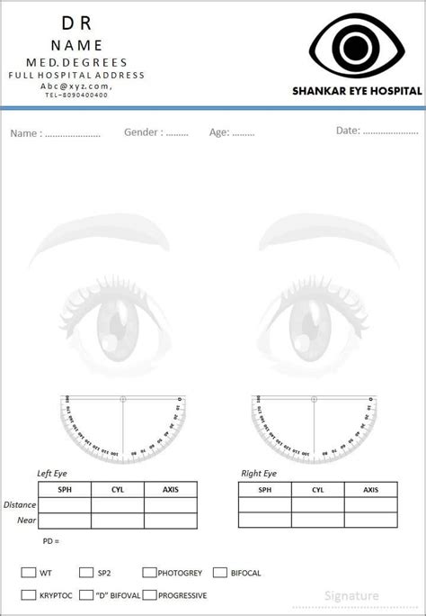 Editable Eye Doctor Prescription Template