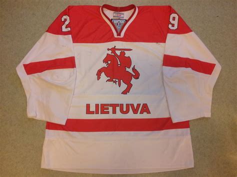 Lithuania - Jussi's game worn IIHF ice hockey jerseys