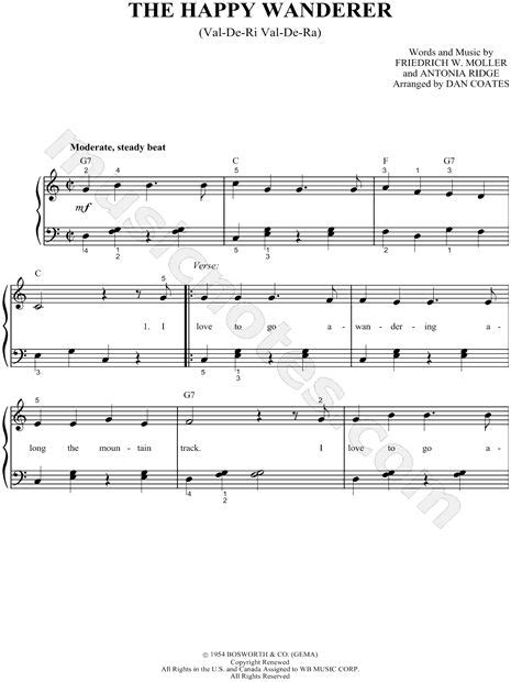 Friedrich W. Möller "The Happy Wanderer" Sheet Music in C Major - Download & Print | Happy ...