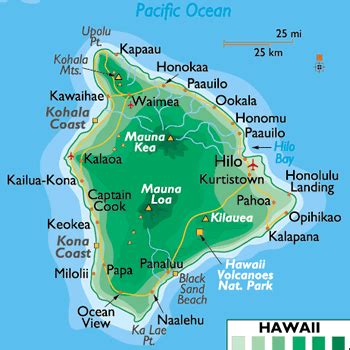 Hawaii Big Island Map Pdf - State Coastal Towns Map