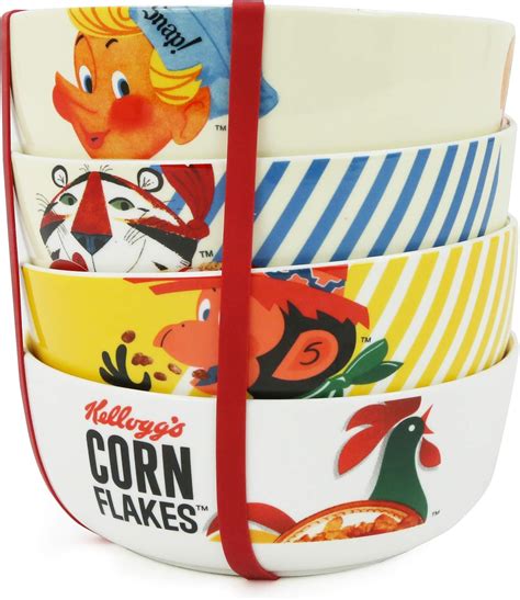 Kelloggs Large Cereal Bowl Set – Set of 4 Big Novelty Cereal Bowls ...