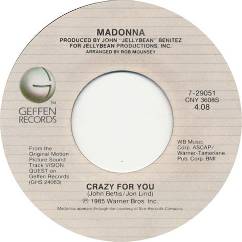 Madonna – Crazy For You (1985, Allied Pressing, Vinyl) - Discogs