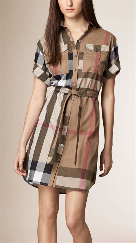 Burberry Check Cotton Box-fit Shirt Dress in Brown | Lyst