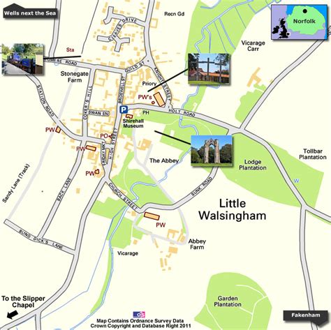 Walsingham including Little Walsingham, Shrine of our Lady, Walsingham Priory, Walsingham Light ...