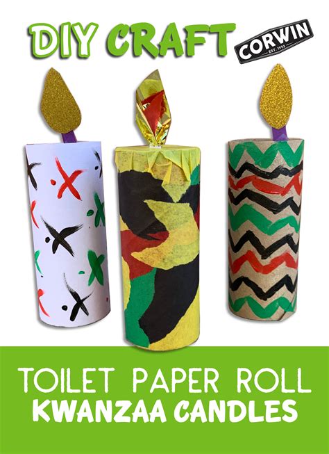 three toilet paper roll kwanza candles are shown with the words, diy ...