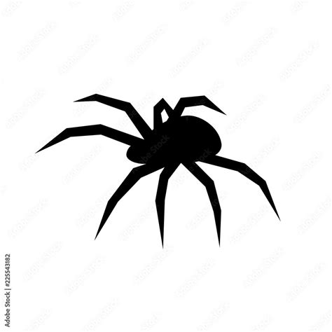 Black spider vector silhouette. Black widow. Flat vector illustration Stock Vector | Adobe Stock