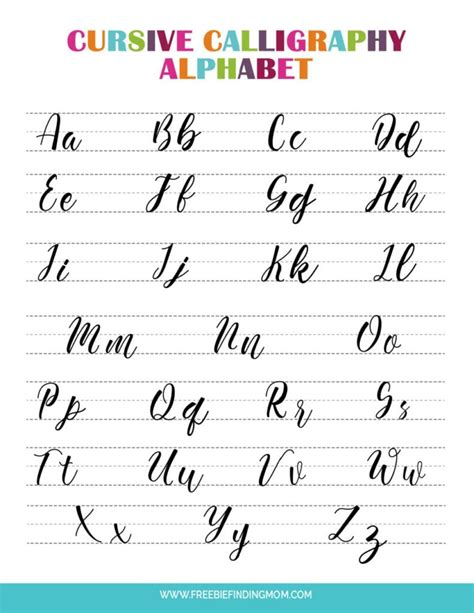 Cursive Calligraphy Alphabet Letter Printables