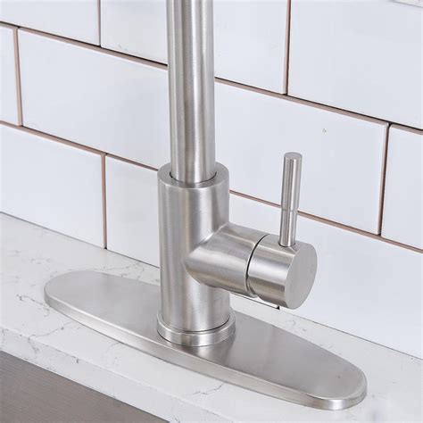 Ufaucet Brushed Nickel Single Handle Kitchen Faucet with Pull Down ...