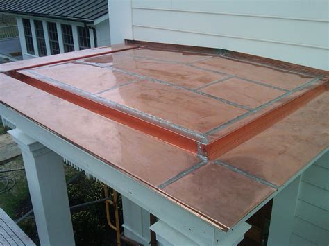 Flat Seamed Copper Porch Roof with Built-in Gutter | Copper Roofs ... | Copper roof, Modern ...