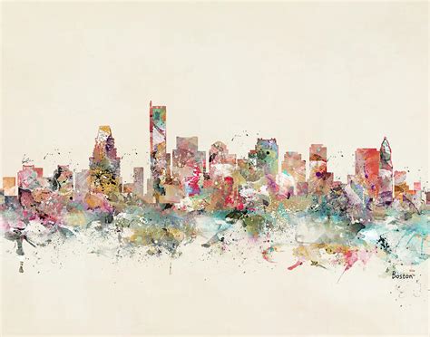 Boston City Skyline Painting by Bri Buckley - Fine Art America