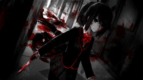 Hintergrundbilder : Anime Mädchen, kurzes Haar, Waffe, Blut, Yandere Simulator, Dunkelheit ...