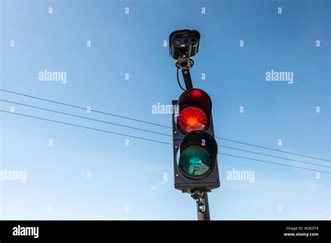 traffic light with surveillance camera Stock Photo - Alamy