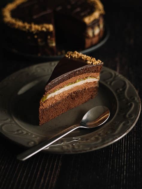 My Mozart Cake: chocolate mousse cake with marzipan and pistachio cream ...