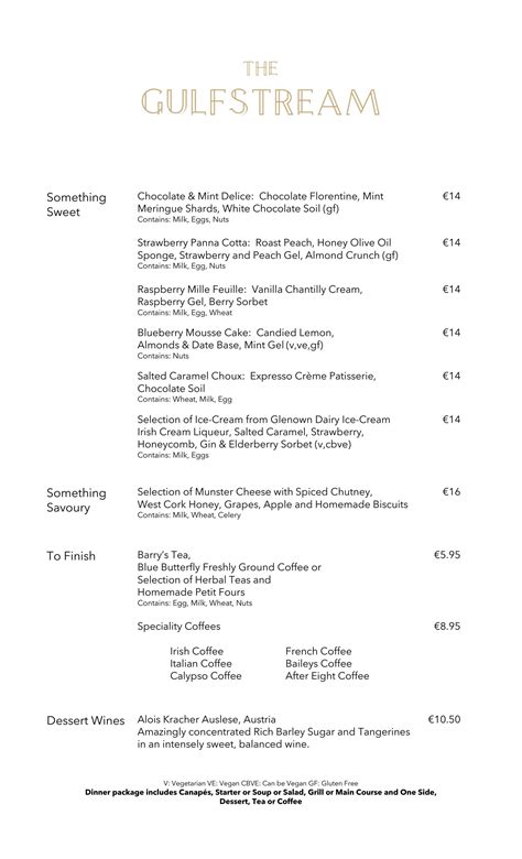 The Gulfstream Restaurant Dessert Menu by Inchydoney Island - Issuu