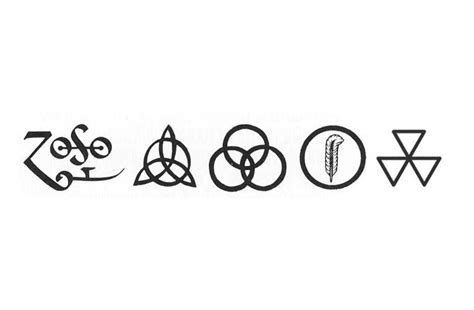 Led Zeppelin's 4 symbols with the 5th and last one on the right given ...