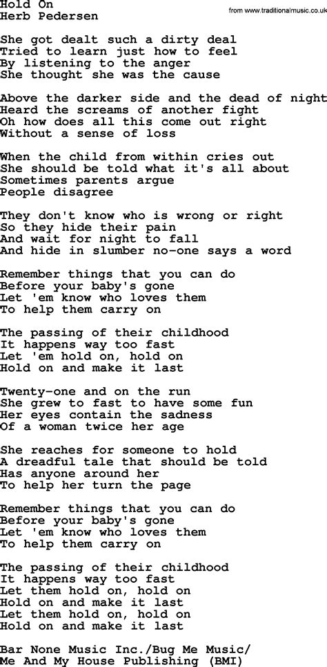 Hold On, by The Byrds - lyrics with pdf