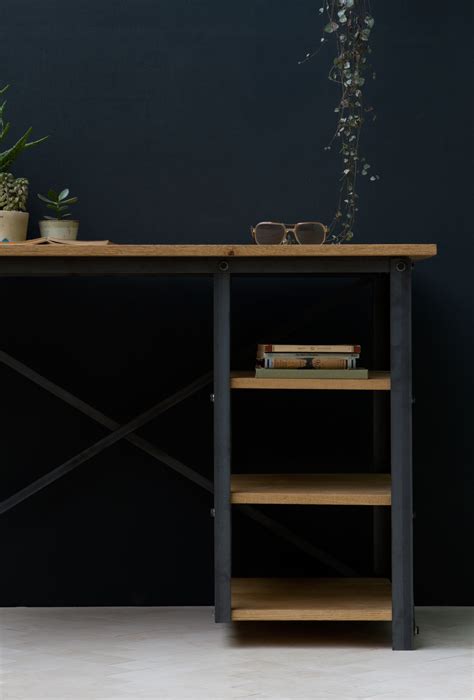 'Slim' Industrial Desk [With Shelves] — Konk - Custom Handmade Furniture