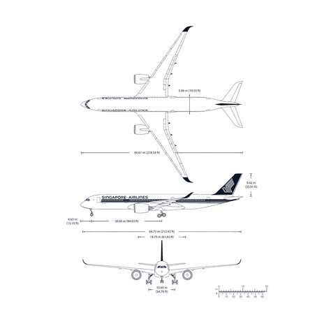 Airbus A350 Blueprint - Download free blueprint for 3D modeling