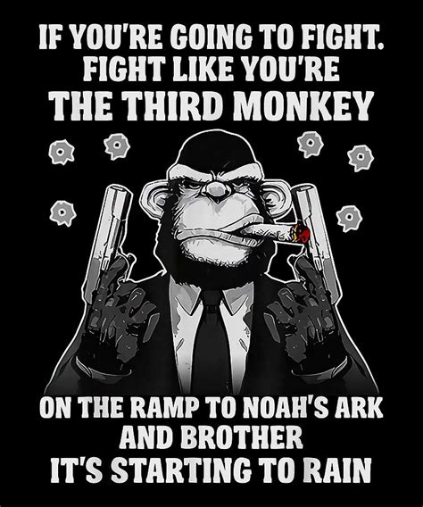 Comfortable Feeling Fight Like The Third Monkey On Noah'S Ark - Funny Monkey Vintage Digital Art ...