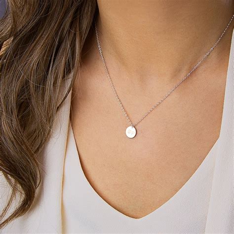 silver circle necklace simple silver necklace delicate