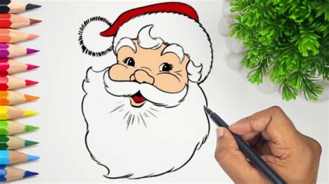 How to draw easy santa claus face step by step | kids christmas drawing | santa face - YouTube