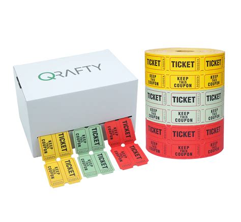 Buy Qrafty - 3 Rolls of Blue, Red & Yellow Raffle Tickets - Built-in ...