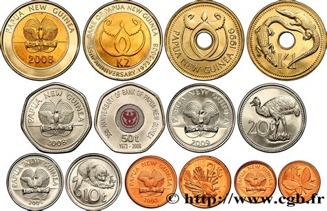 PAPUA NEW GUINEA Lot de 8 monnaies 1, 2, 5, 10, 20 et 50 Toea, 1 & 2 ...