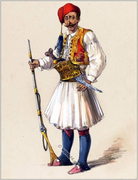 Albanian soldier in fustanella during Ottoman Empire.