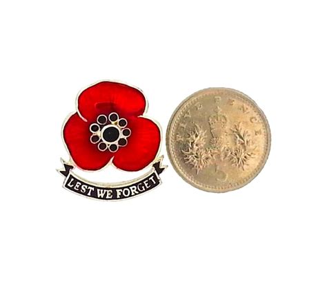 Sterling Silver Remembrance Poppy Pin - Lest We Forget UK