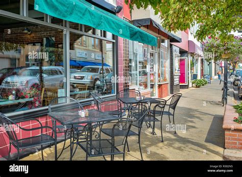 Restaurant patio in downtown Idaho Falls, Idaho, USA on a sunny day Stock Photo - Alamy