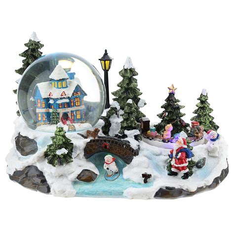 Christmas village with snow globe and train 15x25x15 cm | online sales on HOLYART.com