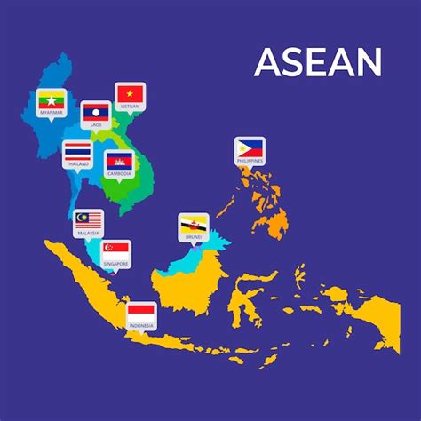 Asean karte infografik | Kostenlose Vektor