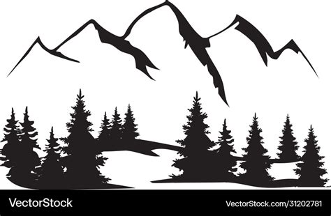 Mountains and forest silhouette Royalty Free Vector Image