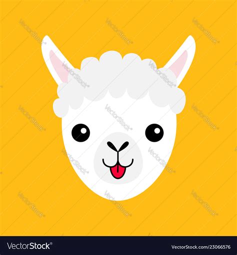 Llama alpaca animal face icon cute cartoon funny Vector Image