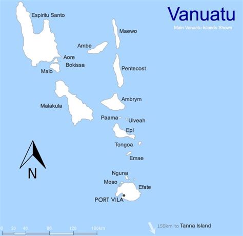 Vanuatu Map - Island Resort Accommodation Locations