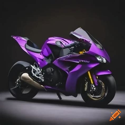 A sleek purple zx10r motorcycle on a race track