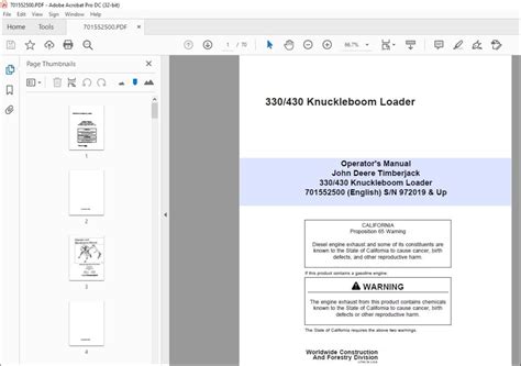 John Deere 330/430 Knuckleboom Loader Operator's Manual - PDF DOWNLOAD ...