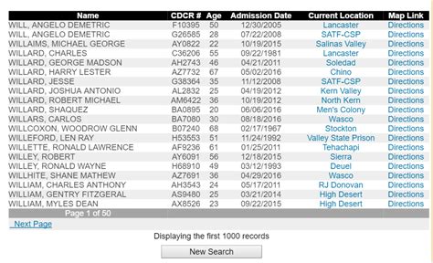 california inmate search results page - inmatesearchinfo.com