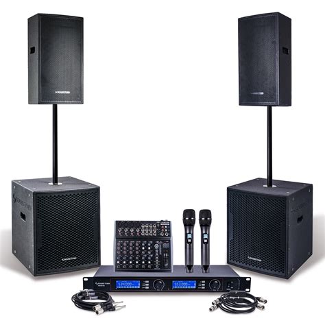 Sound Town Professional PA System Set with 15" Powered PA speakers, 18" Powered Subwoofers, 200 ...