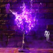 Buy Lighted Black Birch Tree, Halloween Battery Operated Tree Lights ...