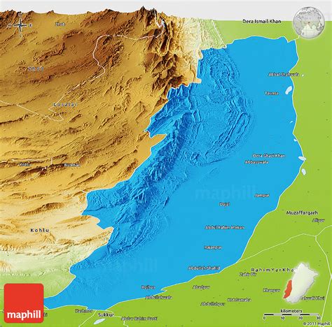 Political Panoramic Map of Dera Ghazi Khan, physical outside