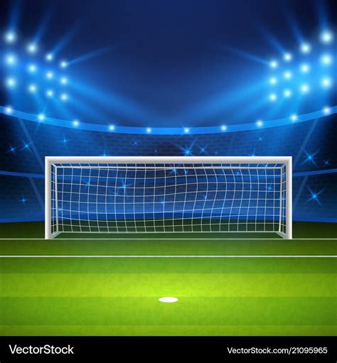 Soccer stadium green football field on stadium Vector Image