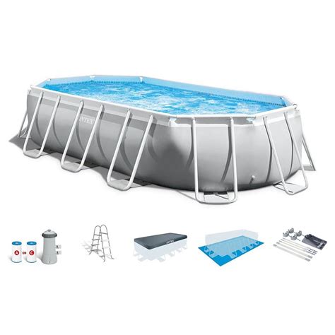 "Intex Above Ground Swimming Pool Set with Pump, Cover & Easy Filter, 20ft x 10' x 48"" Prism ...