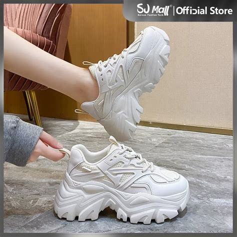 korean high cut White sneaker for women chunky shoes | Shopee Philippines