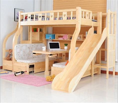 Children Beds Multi-function Environmental Children Bunk Bed Wooden ...