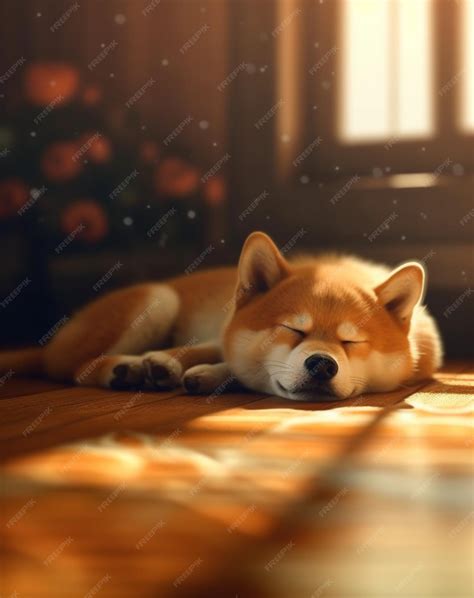 Premium AI Image | Shiba inu sleeping on the floor