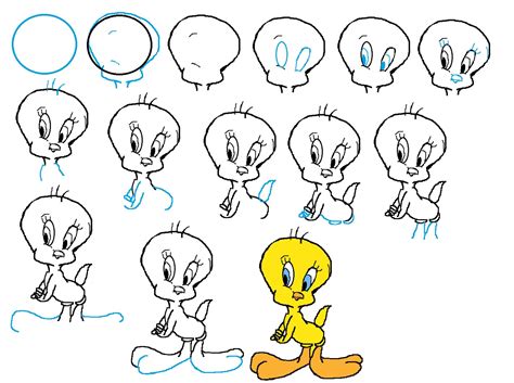 Simple ways that teaches you how to draw | Tweety, Drawing step and Disney drawings