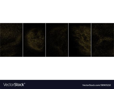 Set gold glitter texture isolated on black Vector Image