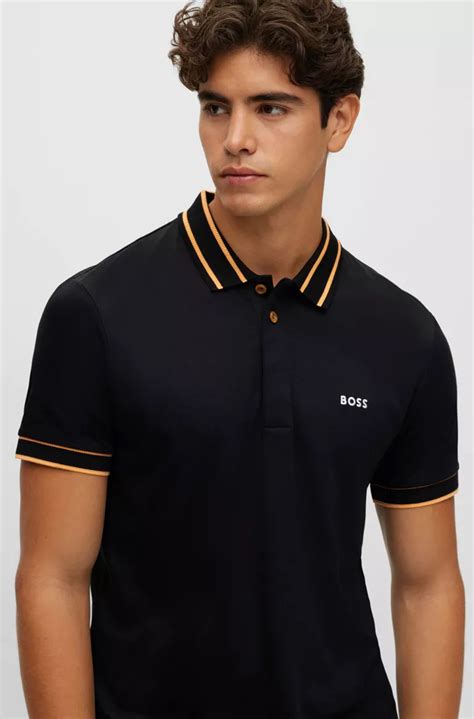 BOSS - Interlock-cotton slim-fit polo shirt with logo embroidery Hugo ...