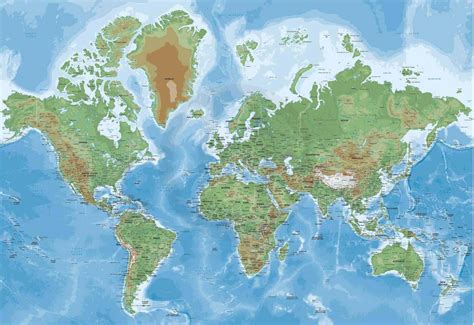 Detailed World Map Mercator Europe-Africa | One Stop Map